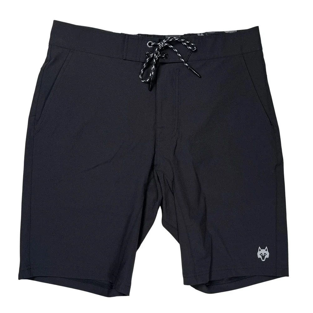 New Greyson Indian Wells Board Shorts Men 32 Black Lace Up Swim Beach Vacation